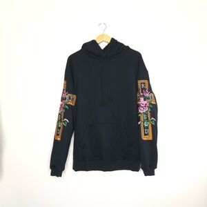 Born x Raised Black Embroidered Sleeves Hoodie Jacket Size Medium